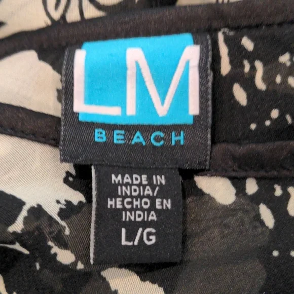 Black and Cream Kimono Summer Beach Cover/ Sz Large - Picture 3 of 11